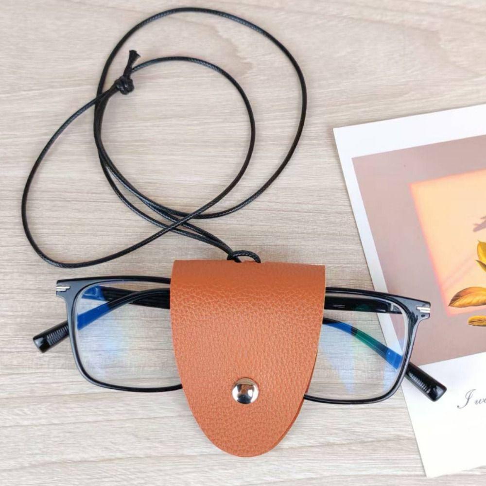 Leather Eyeglasses Storage Bag Pendant Storage Hanging Rope Glasses Clip for Unisex