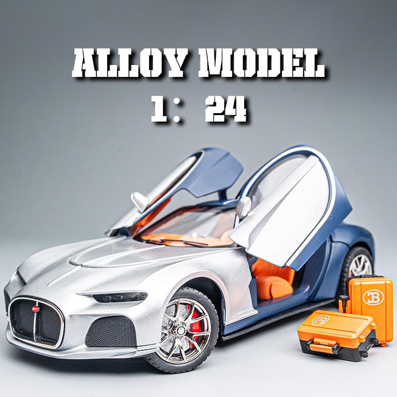 1/24 Bugatti Atlantic Роскошный Спортивный Автомобиль Модель из Сплава, Имитация Звука и Света, Окрашенный Салон, Восстановленные Детали, Настольные Украшения