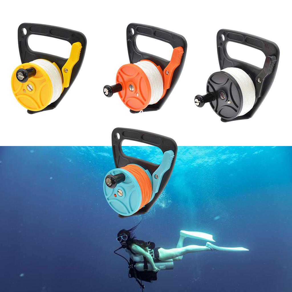 Scuba Diving Reel with Thumb Stopper and 150ft High Visibility Line Scuba Ratchet Dive Reel Finger Spool Easy To Use