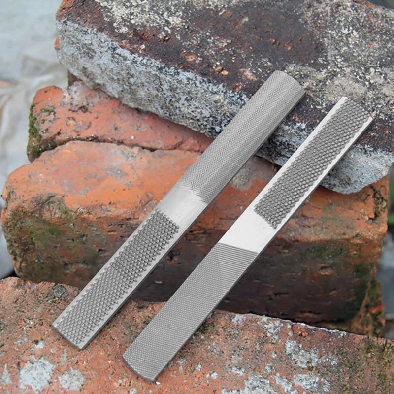4-Way Wood Rasp File 2pcs Steel Hand File Durable Wood Rasp Set Half Round Flat and Needle Files Easy To Use for Metal Wood