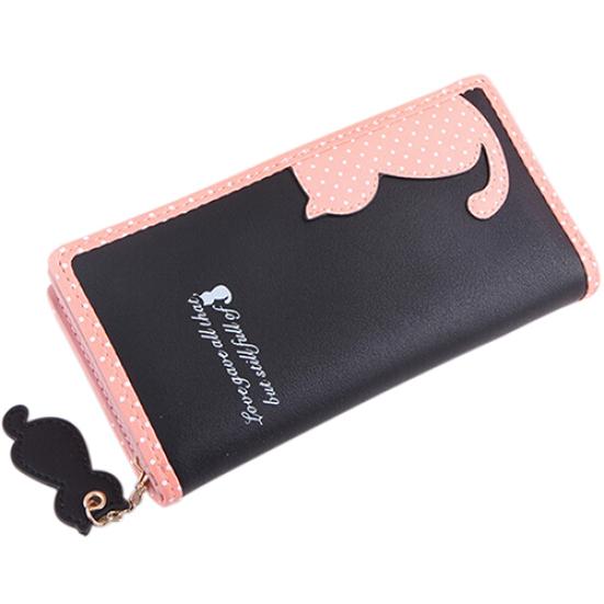 Леди милый картонный кот Pandent короткий длинный кошелек держатель для карт на молнии сумка для монет кошелек