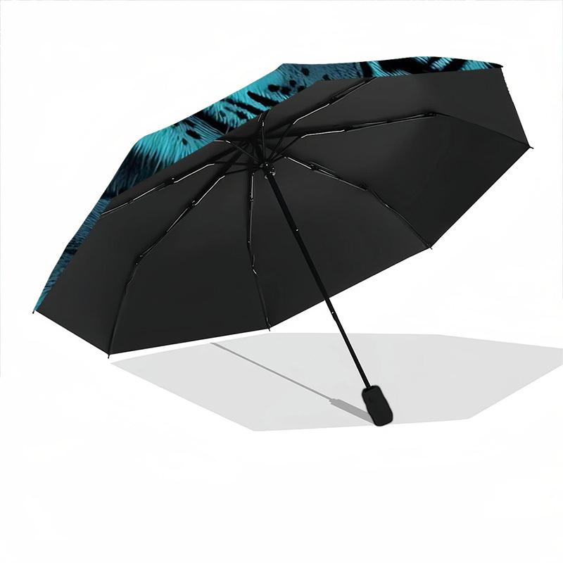 1pc Tiger, Wildlife Automatic Folding Umbrella - Compact Travel Umbrella with Auto Open/Close 8-Rib Heavy-Duty Shaft for Women/Men -l063