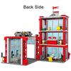 City Fire Station Ladder Truck Helicopter Car Rescue Boat Firefighter Figure Aircraft Model Moc Building Blocks Toy For Boy Gift