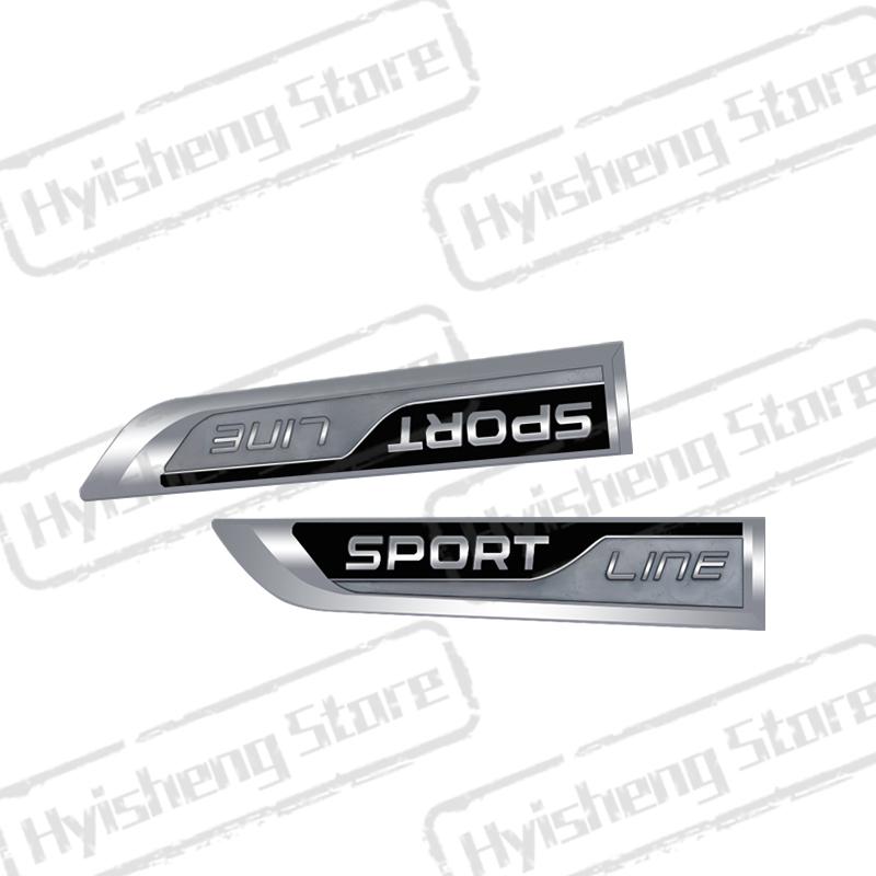 JBIW9 2PCS Metal Car Styling Sport Line Sticker Badge Car Body Side Emblem For Skoda Octavia Rapid Kodiaq Karoq Fabia Kamiq Superb