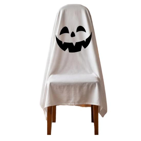 Easy Fit Ghost Chair Decor Halloween Cover, Cute Dining Reusable Seasonal Accents Decorative Slipcover for Holiday Party Home Furniture Protection