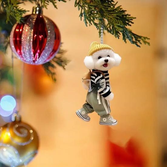 Подвеска в форме собаки, автомобильное подвесное украшение, реалистичное, легко повесить, акриловое рождественское украшение