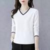 Pure Cotton Long-sleeved T-shirt Women's V-neck Bottoming Shirt Autumn 2025 New Style Loose Casual Top