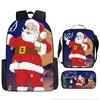 Santa Claus Christmas Tree Backpack Elementary School Bag Large Capacity Leisure Bag Lunch Bag Pencil Bag Three-piece Set