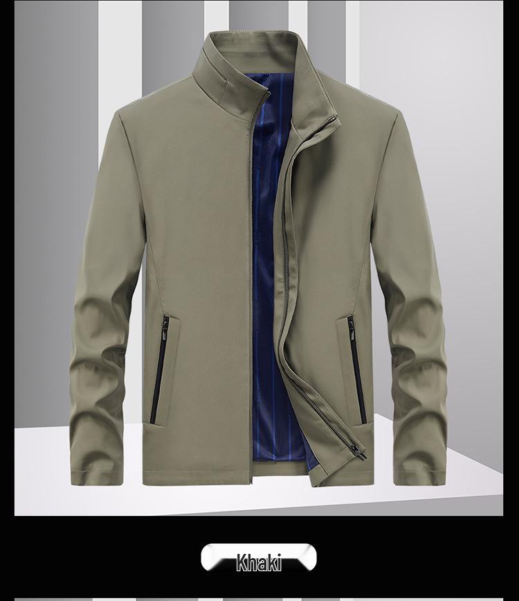 Модная мужская осенняя куртка в стиле business casual с воротником-стойкой 2022: Свободная рабочая одежда для папы среднего возраста