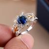 Элегантные серебряные золотые кольца с подсолнухами для женщин, круглое кольцо с синим цирконием, модные свадебные украшения