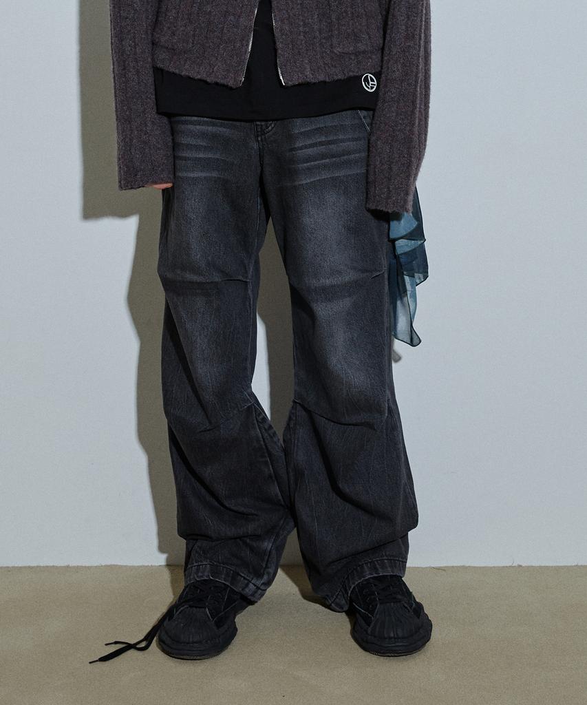 IDWS Side Flash Denim Parasuit Pants Black