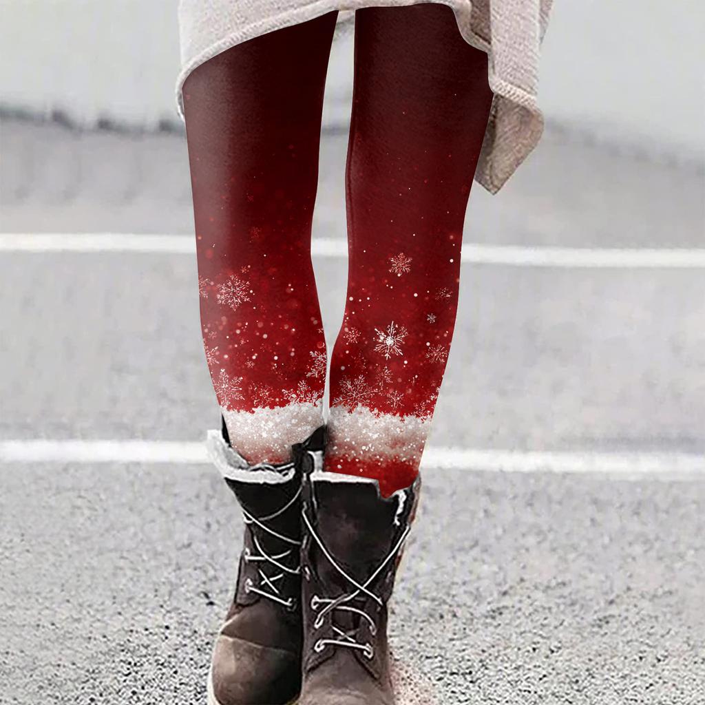 Женские рождественские облегающие эластичные повседневные брюки для йоги