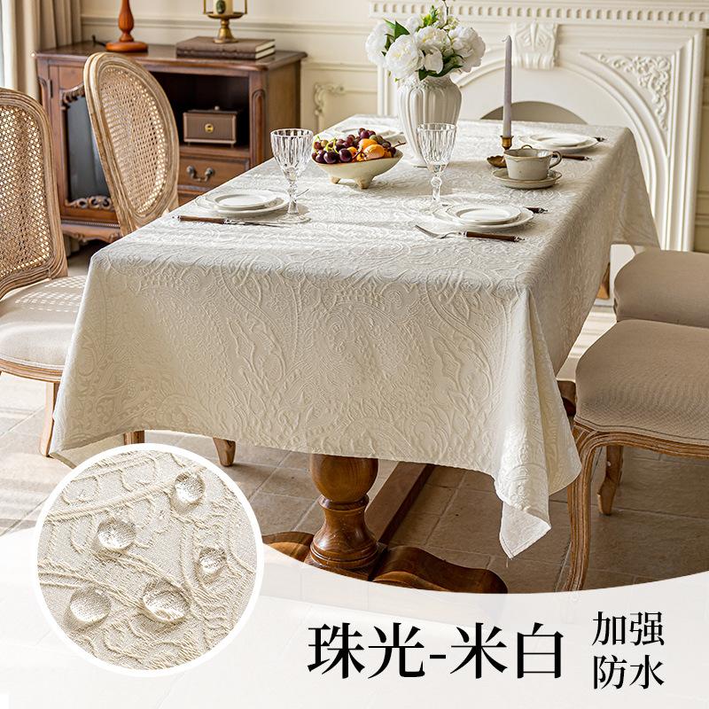 Household Side Cloth, Round Table Decoration French Style Dining Table Cloth, Waterproof And OilProof Tablecloth, Imitation Cotton And Linen