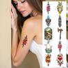 28pcs Temporary Tattoo Waterproof Long-lasting Body Stickers Battle Axe Tattoo Hot Air Balloon Illustration For Men Shoulders