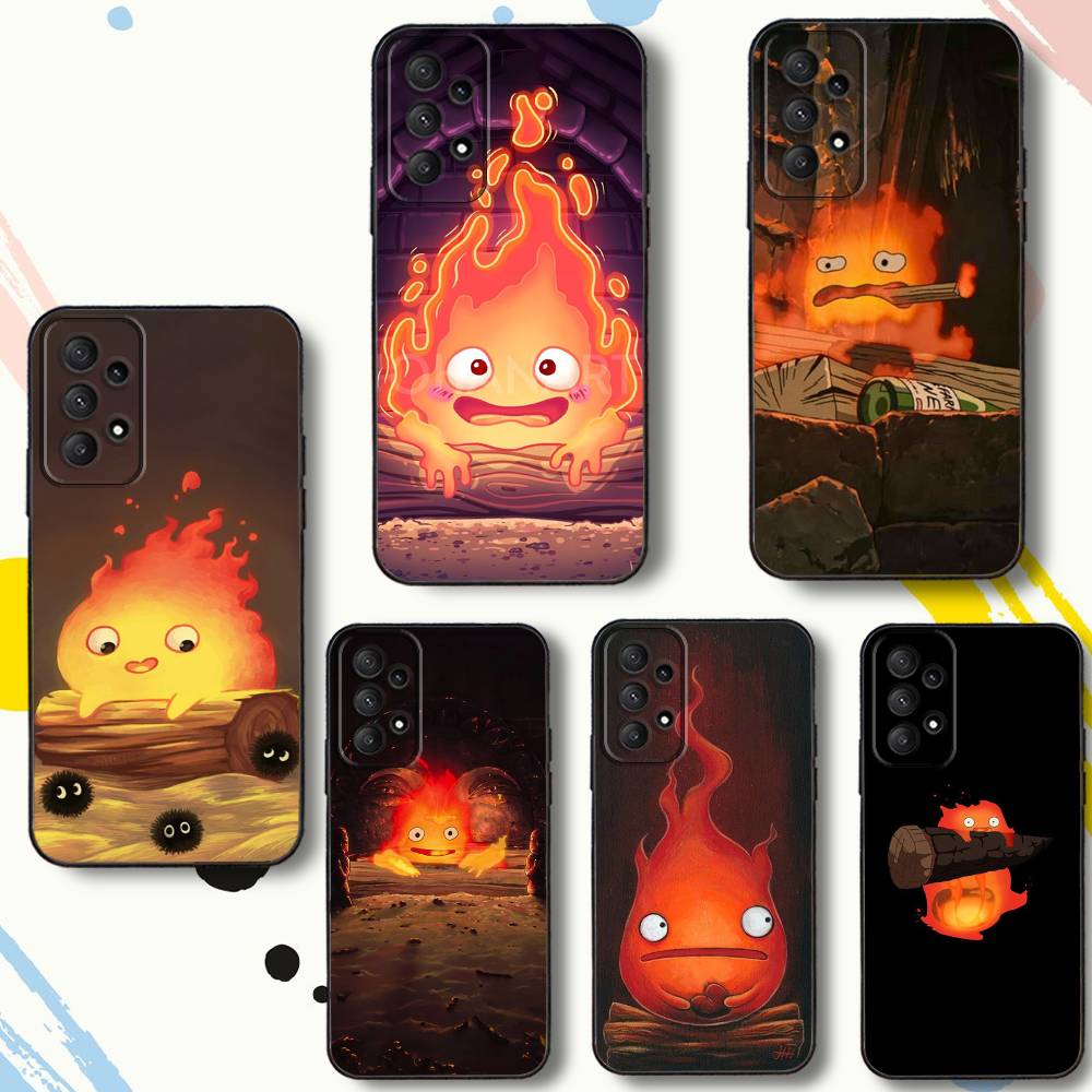 F-Fire C-Calcifer очаровательный чехол для телефона для Samsung Galaxy A 80,72,73,91,53,22,51,52,5G,Plus,J,Note Мягкий черный чехол