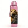 1PC Golden Retriever Puppy Bust 750ml Color Plastic Sports Water Bottle Leakproof Flip Straw Lid For Sports Office Home Use