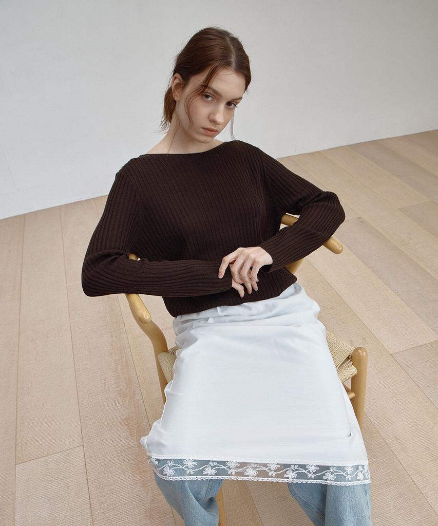 BUT'TON Boat Neck Golgi Knit (Brown)