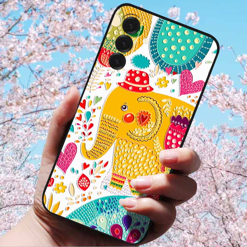 Для Samsung Galaxy A56 A36 A26 5G Чехлы 3D Рельефный Цветок Тиснение Мягкий Силикон Для A56 A36 5G 3D Мультяшный Чехол Сова Ракушка 3D Рельеф