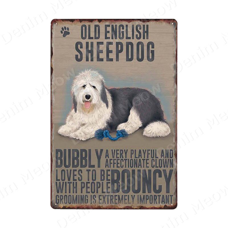 Pet Dog Vintage Poster Bulldog Metal Tin Signs Pub Bar Cafe Home Decoration Pug Labrador Shih Tzu Cockapoo Wall Art Plate N356