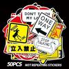 Warning Signs Waterproof Stickers 50 Pcs