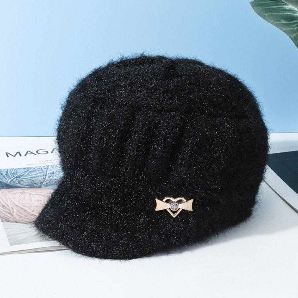 Вязаная шерстяная шапка, однотонная вязаная шапка, женская мода, зимний головной убор для пожилых людей