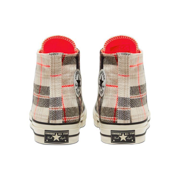 Converse All Star Plaid Chuck 1970s High Top Canvas Shoes Unisex Sneakers Off-White 166496C