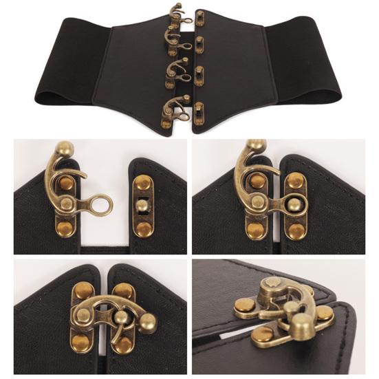 Корсет из искусственной кожи с широкими полями, эластичный пояс в стиле ретро для женщин, регулируемый корсет, утягивающий талию