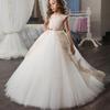 Summer White Flower Tulle Girls Dress Evening Princess Lace Wedding First Communion Kids Party Dresses for Girls Bridemaids Gown