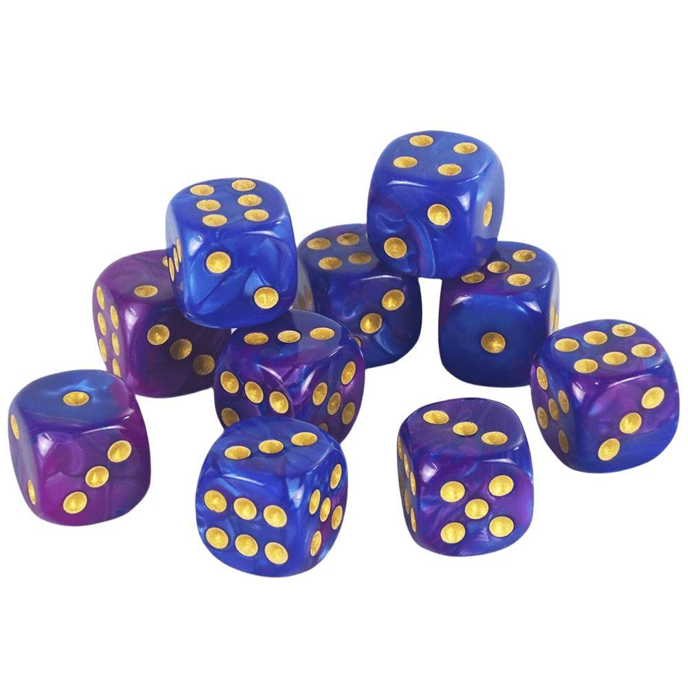 10Pcs/set D6 16mm Colored 6-sided DND Dice Translucent Colors Party Game Polyhedral Dice Role-Playing Acrylic Table Game