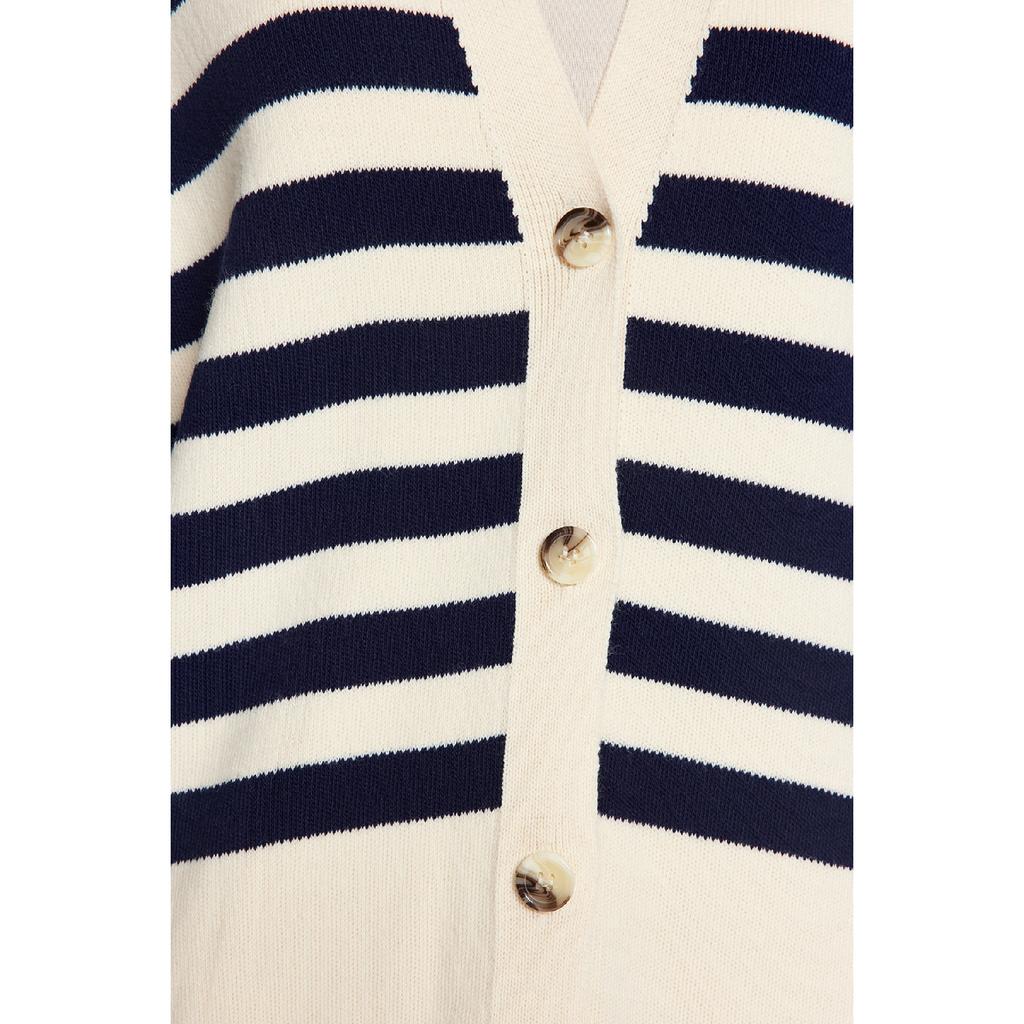 Темно-синий трикотажный кардиган в полоску с v-образным вырезом Tctaw24th00034