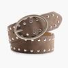Streetwear Women Leather Rivets Belt With Alloy Metal Buckle For Use Daily