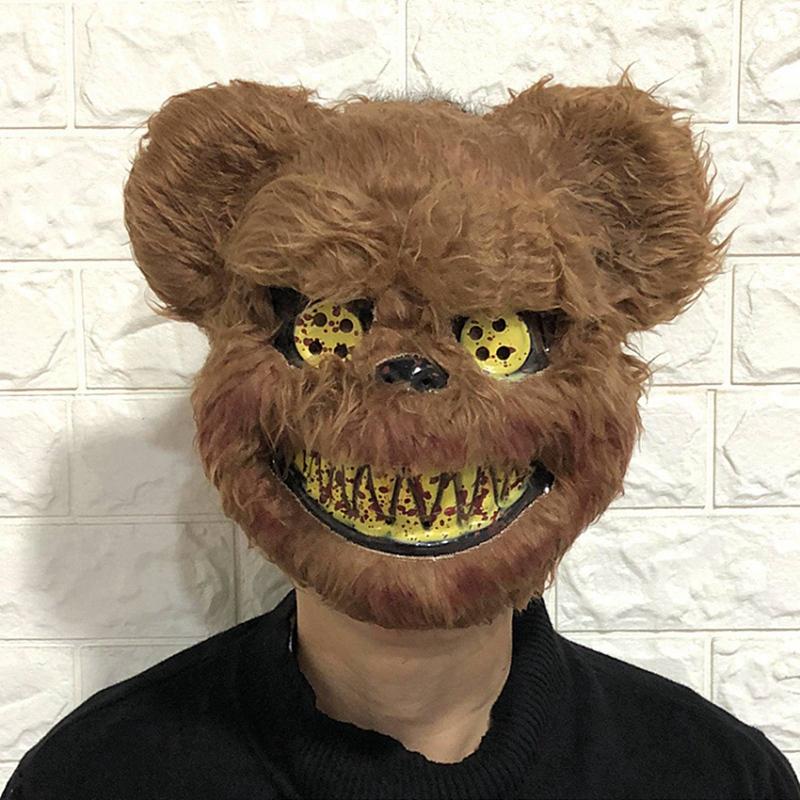 Bloody Plush Bear Mask Halloween Ghost Festival Mask Realistic Bloody Bear Headgear Performance Prop Halloween Horror Mask