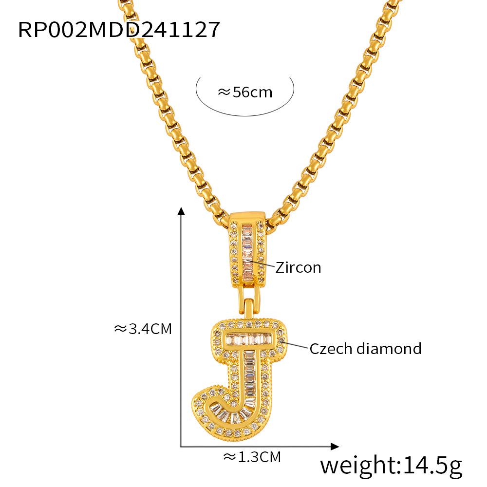 Fashionable New Zircon Letter Pendant Necklace 26 A-Z Initials for Names Color-Retaining, In-Stock