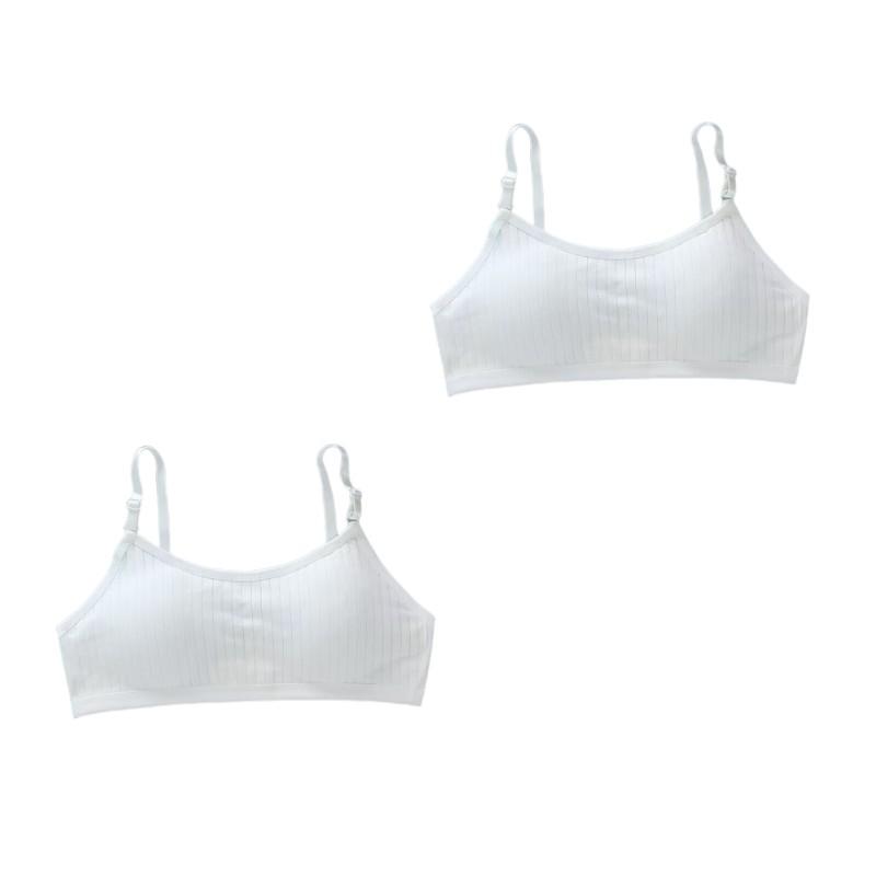 Дышащий тренировочный бюстгальтер из 2 предметов для девочек 9-13 лет, приятный для кожи эластичный спортивный бюстгальтер для девочек-подростков для младших классов средней школы