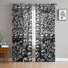 Black Skull Tulle Curtains For Living Room Bedroom Decoration Modern Chiffon Sheer Voile Kitchen Window Curtain