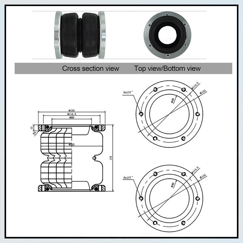 2PCS 2S2300F Universal Air Bags Air Suspension Kit Bag Pneumatic Bag Shock Absorber 134MM High With Open Flange 2S2300F