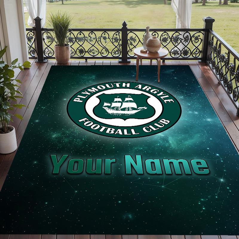 Custom Text Printed Rug Plymouth Argyle FC Non Slip Floor Carpet For Home Room Decor