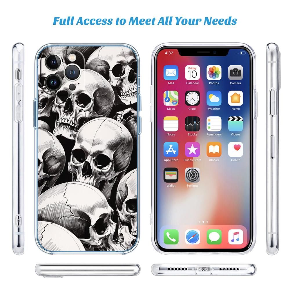 FM46 Skeleton Skull Soft Shell Transparent Phone Case for Motorola Moto G7 G8 G9 G84 G85 G73 G24 G15 Z2 Play Power Plus