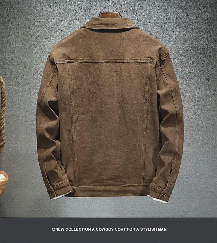 2025 Men's Black Stretch Denim Jacket - Stylish European & American Design for Spring & Autumn