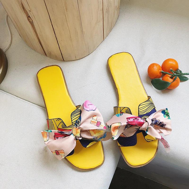 Women Beach Sandals Outdoor Flip-flops Bow Women's Slippers  Summer Slides Fashion Sandals Shoes For Woman Bathroom Slippers