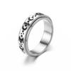 Spinning Spinner Ring For Men Women Anxiety Fidget Rings Stainless Steel Moon Star Roman Numerals Chain Rotating Ring