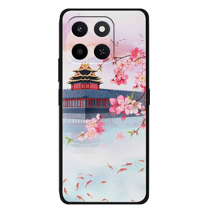 3D чехол для Honor X7d 5G Чехол X 7 d Coque 6.77" Тиснение Цветы Черный Силикон Мягкая задняя крышка Для Honor X7d 4G Чехлы Оболочка Funda