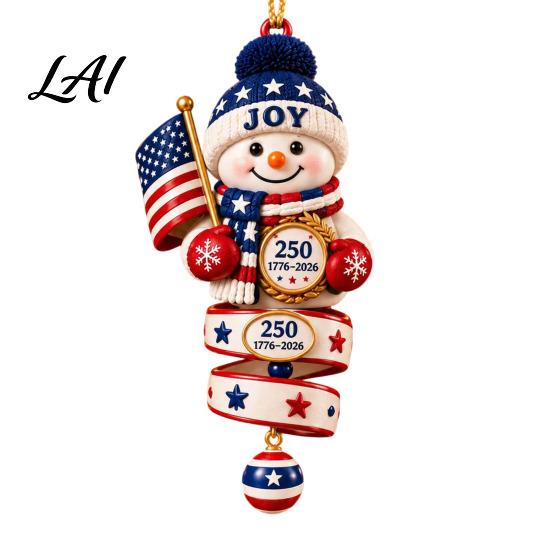 Holiday Party Decorations 2026 Patriotic Snowman Hanging Decor Acrylic Christmas Ornament for Tree Festive Atmosphere Pendant Indoor Outdoor Home