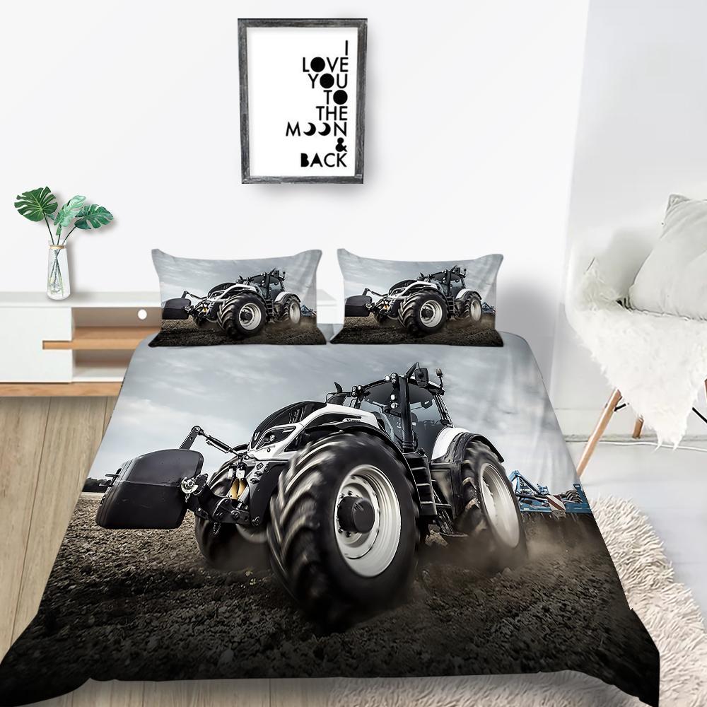 3D мультяшный комплект постельного белья для внедорожников, серия автомобилей, пуховое одеяло и наволочка с принтом из ультратонкой волокнистой ткани для быстрого высыхания украшения дома