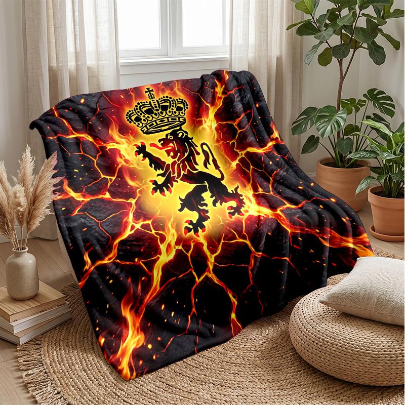 Belgium Football Printed Flannel Blanket Skin Friendly Warm Decorative Throw for Indoor Couch Bed Daily Use