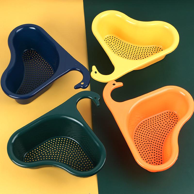 Swan Drain Basket Kitchen Leftover Sink Strainer General Fruit And Vegetable Drain Basket Multifunctional Hanging Drain Basket