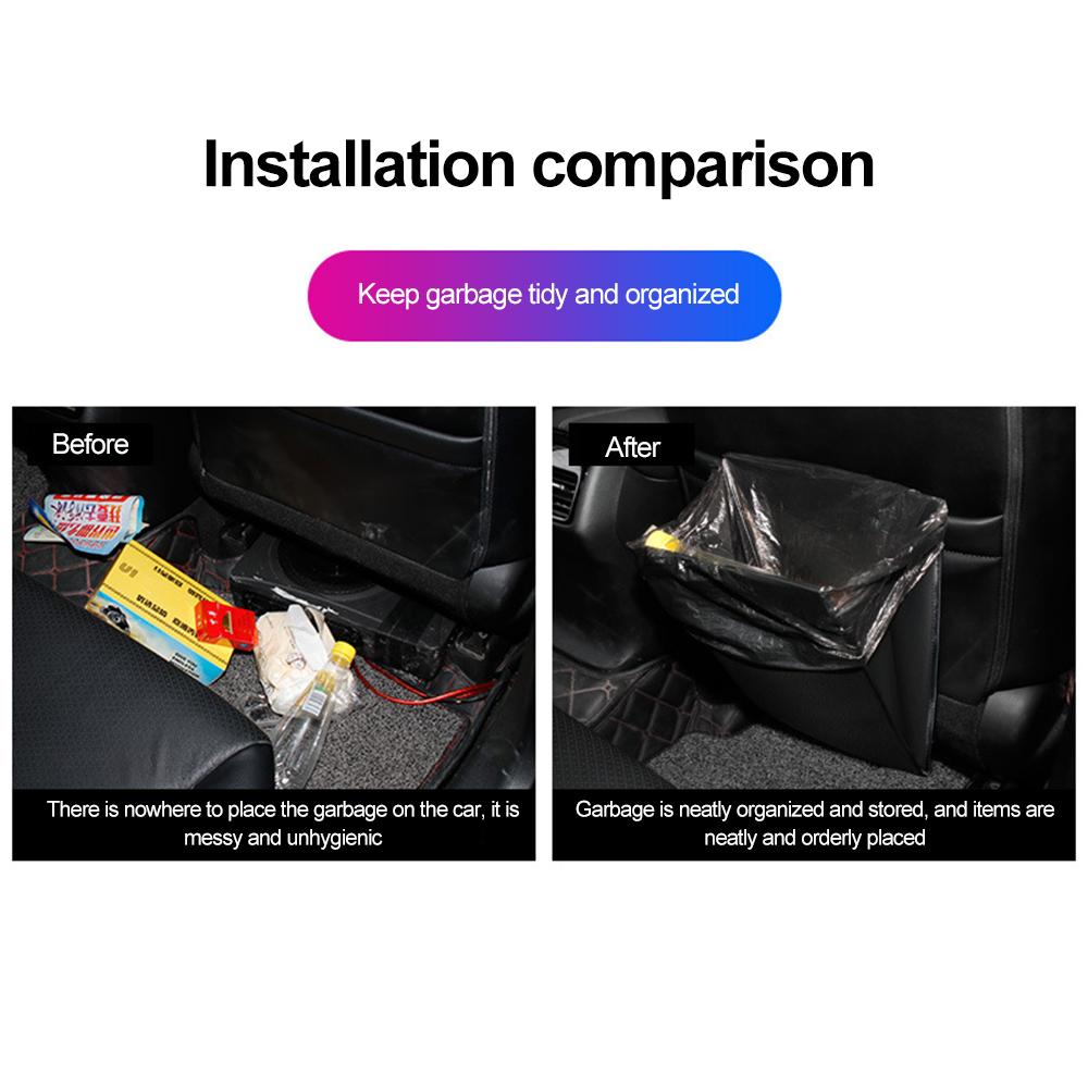 Fashionable Magnetic Hanging Car Garbage Bag PU Leather Waterproof Trash Can Back Seat Storage Pocket Interior Accessories