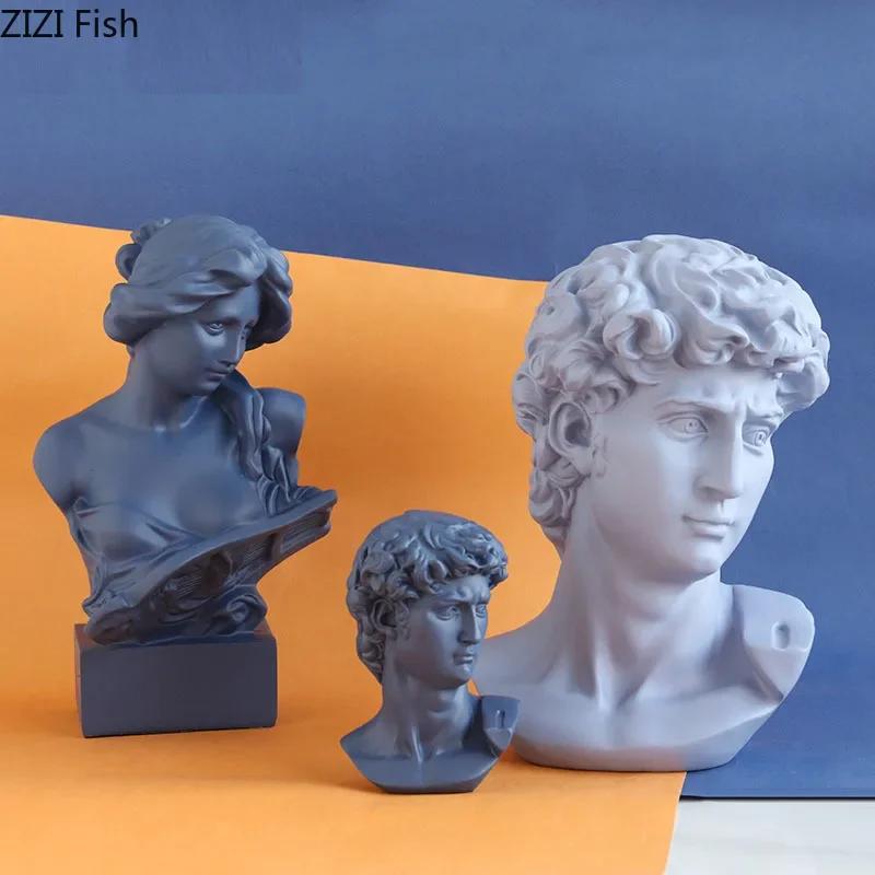 Resin Retro Home Decor David Portraits Bust Figurines Mini Gypsum Desk Decoration Crafts Sculpture Sketch Practice Gift