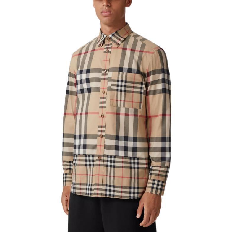 Burberry Contrast Check Cotton Shirt Archive Beige Men's 80608001