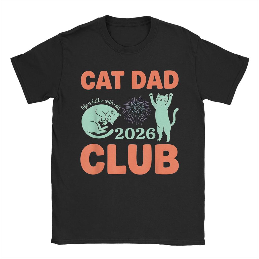 Cat Dad Club Cat Dad Funny Cat100% Cotton T Shirt For Men Summer Vintage T Shirts O Neck Hip Hop Tee Shirt Oversized Cheap Tops